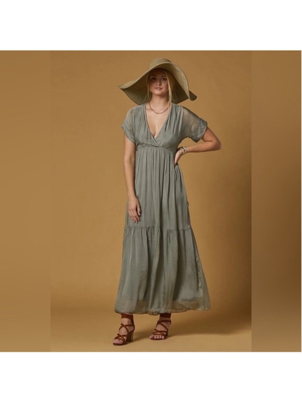 Scandal Italy Silk Aruba Dress Women’s One Size Sage